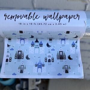 Removable WallPaper Home Decor Gray Purple Castle Moon NEW NWT By Target